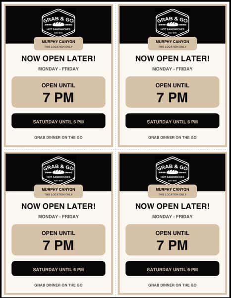 New Fall Hours Murphy Canyon location