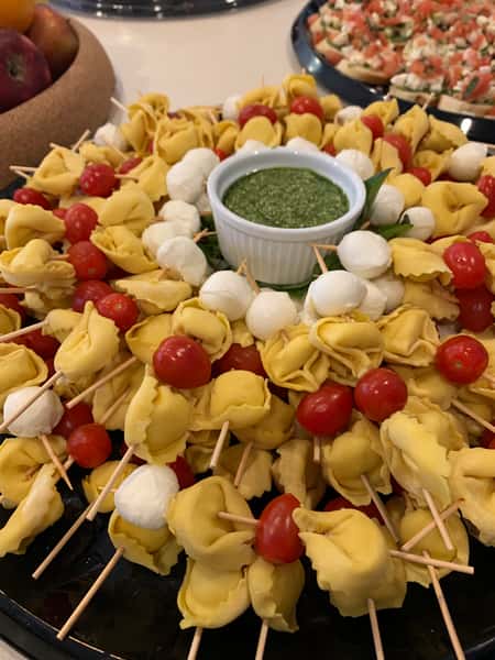 Caprese Skewers with Pesto Dipping Sauce