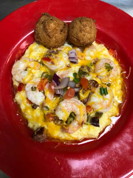 Shrimp & Grits or Blackened Catfish & Grits Dinner Menu Whitey's