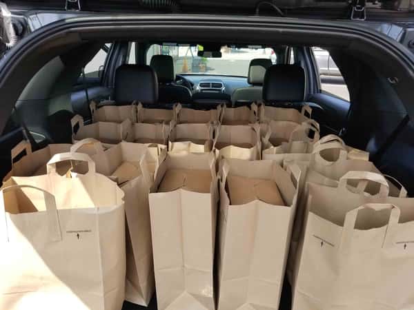 trunkful of boxed lunches
