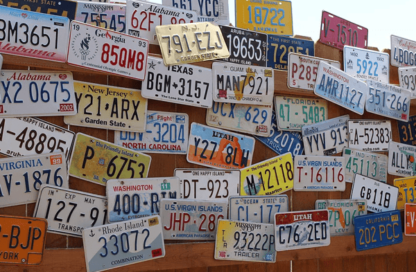 license plates on a wall