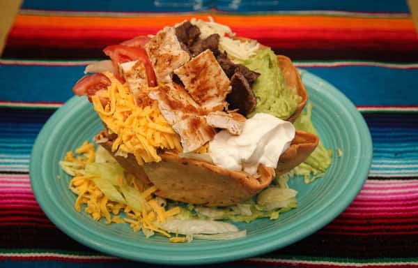Taco Salad in a taco shell bowl