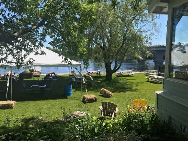 outside lawn and dock area at CC's on the Rideau