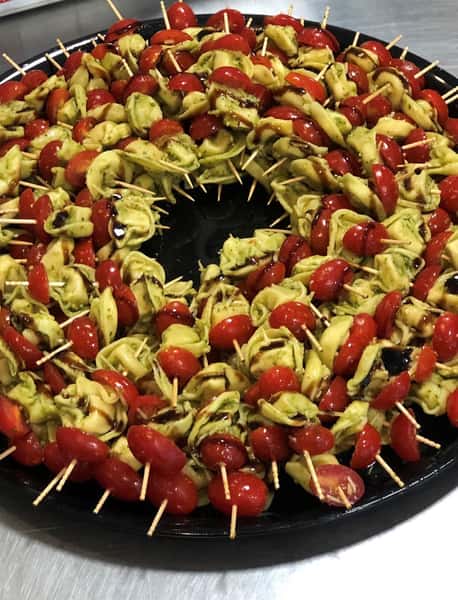 caprese platter on a tray
