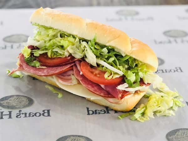 Salami, sandwich pepperoni, capicola, and ham with provolone cheese, topped with mayo and sub sauce
