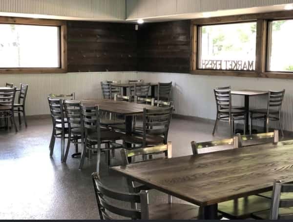 table and chairs in the dining area