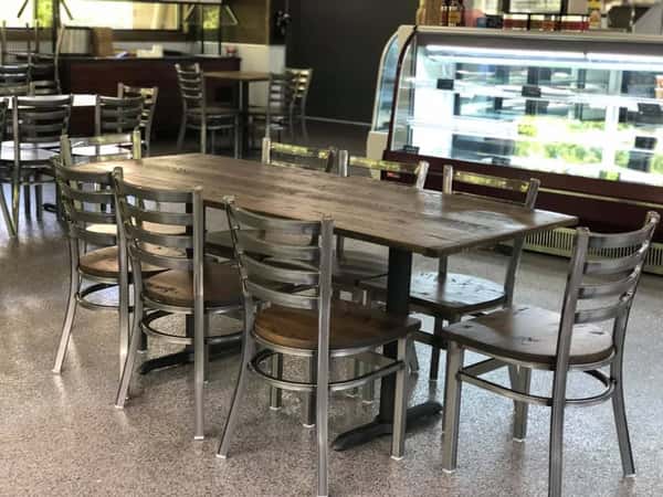 table and chairs in the dining area