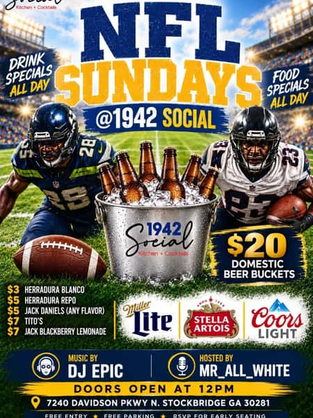 Dont forget we will be holding the biggest Falcons Watch Party in Stockbridge this Sunday!!! Get here early to get your seats