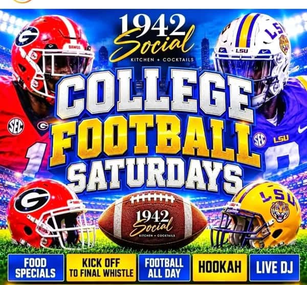 College Football official Kickoff is today and we have the games!!! Brunch served until 3pm, first kickoff at noon today. Games all day,

- "The Open" Day party at 5pm w/ @epicwhatitdo Featuring the BIG Game at 7:30pm

-"Social Saturdaze" tonight, Football continues but this is the Big Virgo Party in the #Blueroom w/ @djpt8