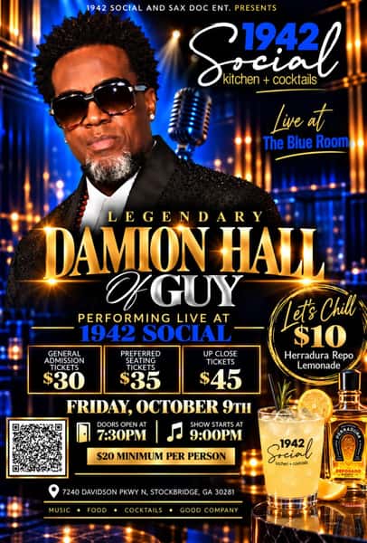 Get ready to vibe with Legendary Damion Hall of GUY this Friday, October 9th at 7:30 PM for a night full of smooth jams and classic hits like "Let's Chill" and "I Like." Donāt miss your chance to experience the magic liveātickets are selling fast! Link in bio for more details and to get tickets. #LegendaryDamionHall #GUY #LetsChill #SmoothJams #LiveMusic