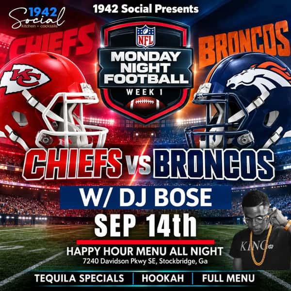 First Monday Night Football Game of the Season and it should be a good one. All New Monday Night Mania w/ @_djbose featuring Monday Night Football, Happy Hour All Day Specials in the #BlueRoom!!