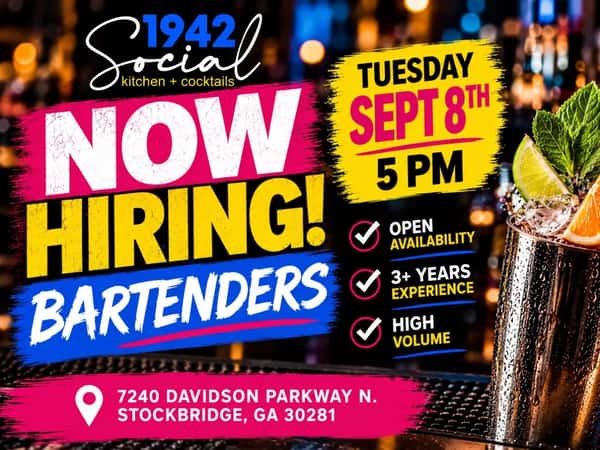 Almost time!!! It's been postef on Job boards and in your emails, now the day is here. Bartenders & Mixologist we'll see you soon.