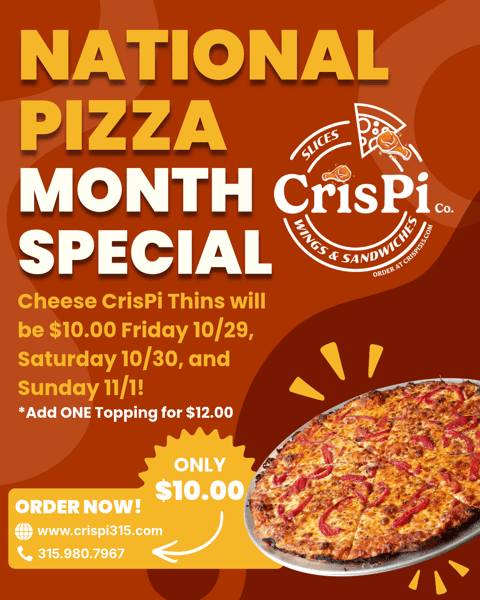 Weekend $12 Thin One Topping Pizza