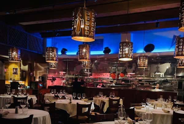 main dining room set tabled no guests color light on overhead
