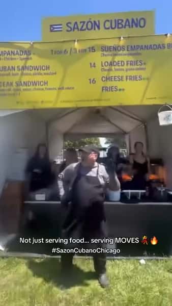 If the staff is dancing, you know the food’s about to hit 😮‍💨🔥🇨🇺 Come see us in VIP!! @suenosfestival 

#SuenosFestival #ChicagoFoodie #SazonCubano #ChicagoEvents #CubanFoodChicago