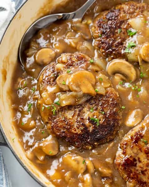 Salisbury Steak with Red Wine Mushroom gravy