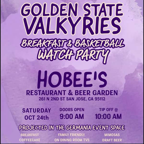 🏀 Breakfast, basketball, and Valkyries! 💜

Join us this Saturday, October 24th, to cheer on the Golden State Valkyries! Catch the game projected in our Germania Event Space or on the dining room TVs while enjoying breakfast, mimosas, and coffeecake!

🚪 Doors to the event space open at 9 AM | Tip-off at 10 AM

📍 Hobee’s Downtown San Jose

#GoldenStateValkyries #SanJose
