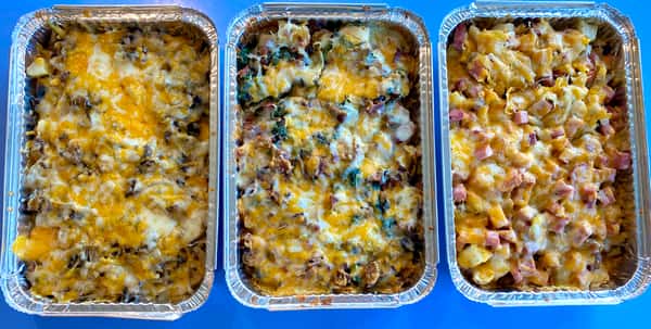 Catered food in aluminum pans