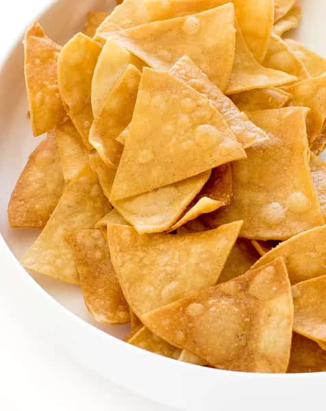 Bowl of crispy fried tortilla chips