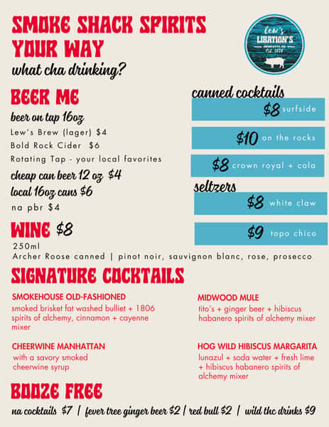 bar menu