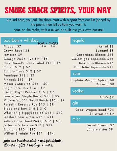 bar back menu