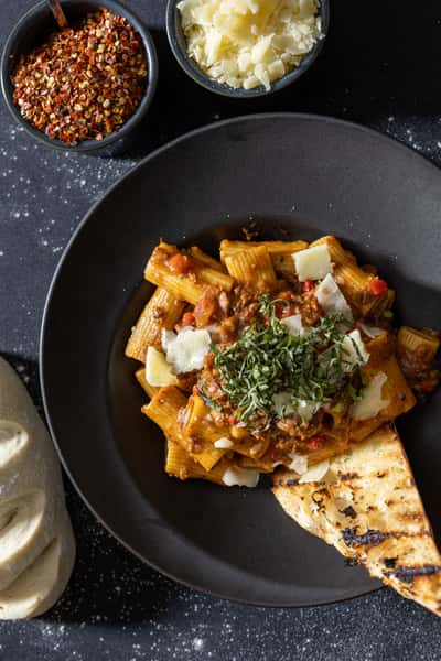 Elk Sausage Rigatoni Ragu