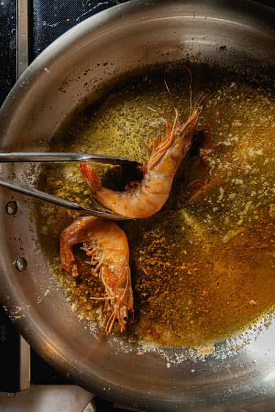 Prawns Cooking on a Stove