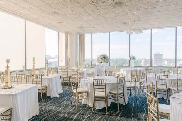 dining room with skyline view