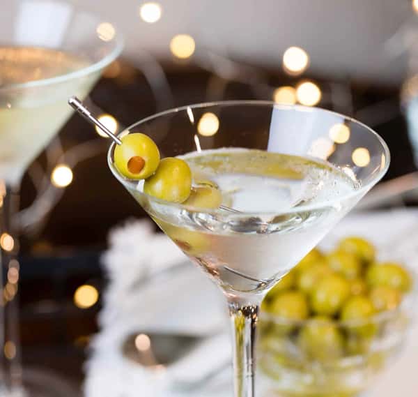 martini with olives