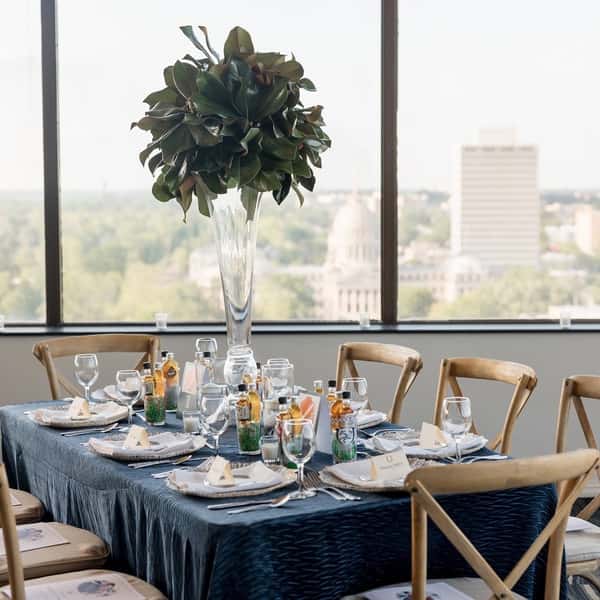 lovely dining table set for guests with window view