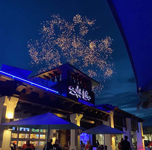 fireworks outside of Salt Life Food Shack
