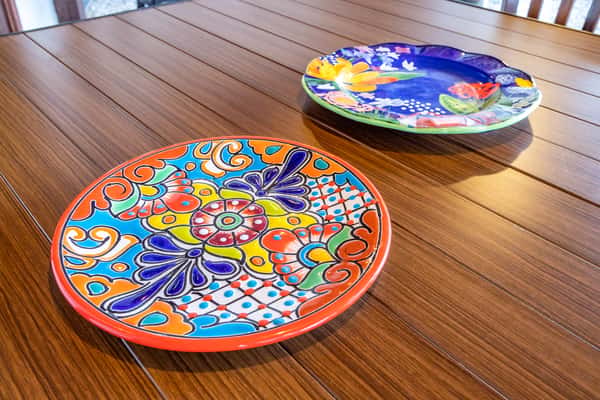 colorful plates on a table