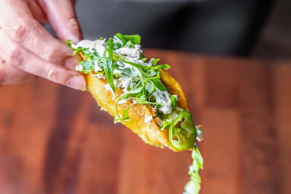 hand holding taco