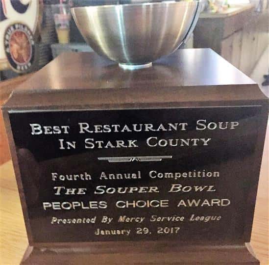 Award trophie for restaurant awarded to the establishment with the best soup in stark county