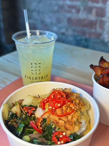 Bowl mixed shrimp with drink Fieldtrip