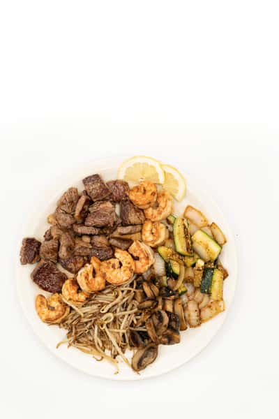 New York Steak, Sesame Chicken & Shrimp