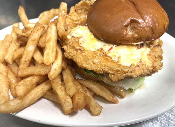 Hot Honey Pimento Fried Chicken Sandwich