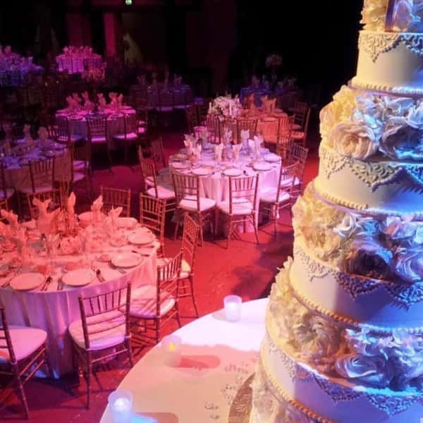 wedding cake and tables