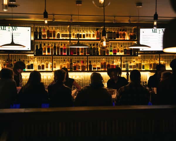 glowing bar scene at Lounge 832 - Virginia Highland nightlife
