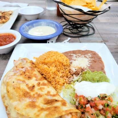 fried flour tortilla and chips and salsa