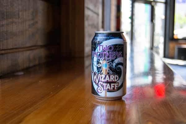 Wizard staff, 12oz beer (5% alcohol by volume)