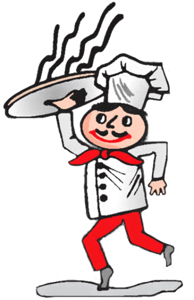 branded image of a man carrying pizza
