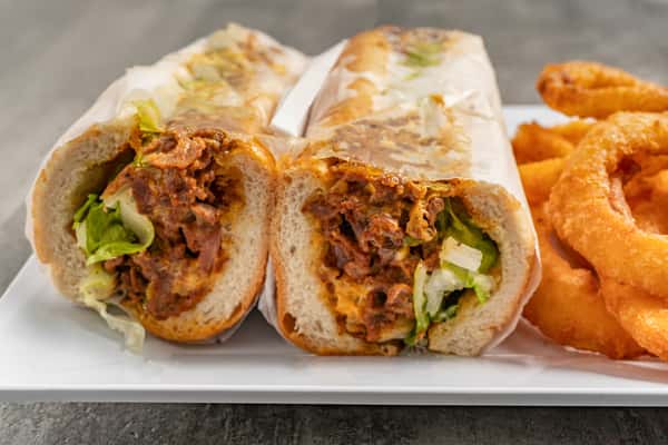 Beef Sub with Onion rings