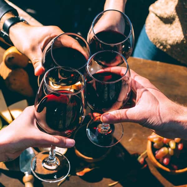 People Toasting with glasses of red wine