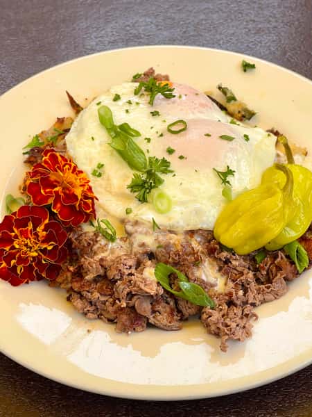 Philly steak and eggs
