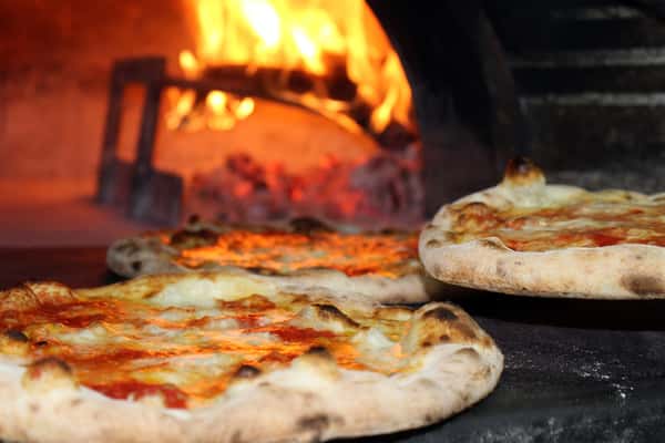 pizza in oven