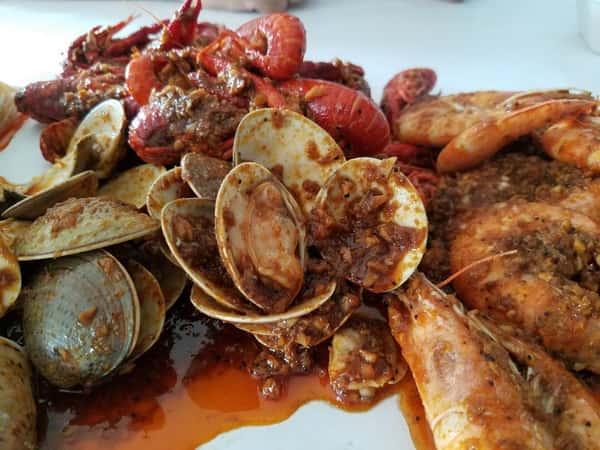 Shrimp, crawfish, clams