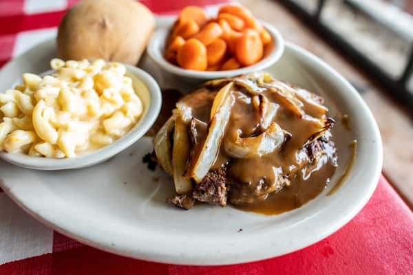 Chopped Steak with Grilled Onions and Brown Gravy