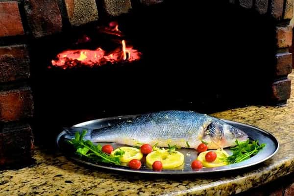 whole fish on a tray