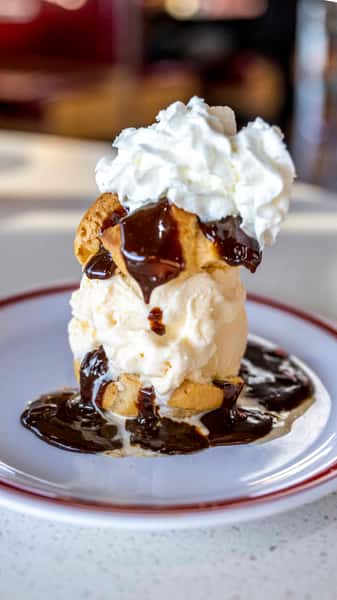 Hot fudge cream puff